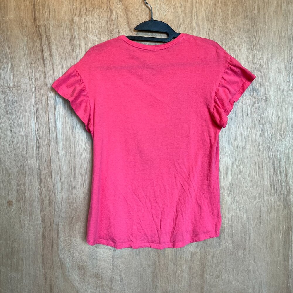 Wonder Nation No Prob Llama Coral Ruffle Short Sleeve T-Shirt Tee Girls XXL (18) - Picture 3 of 4